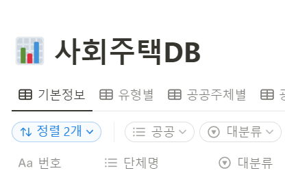 사회주택 공급현황 DB